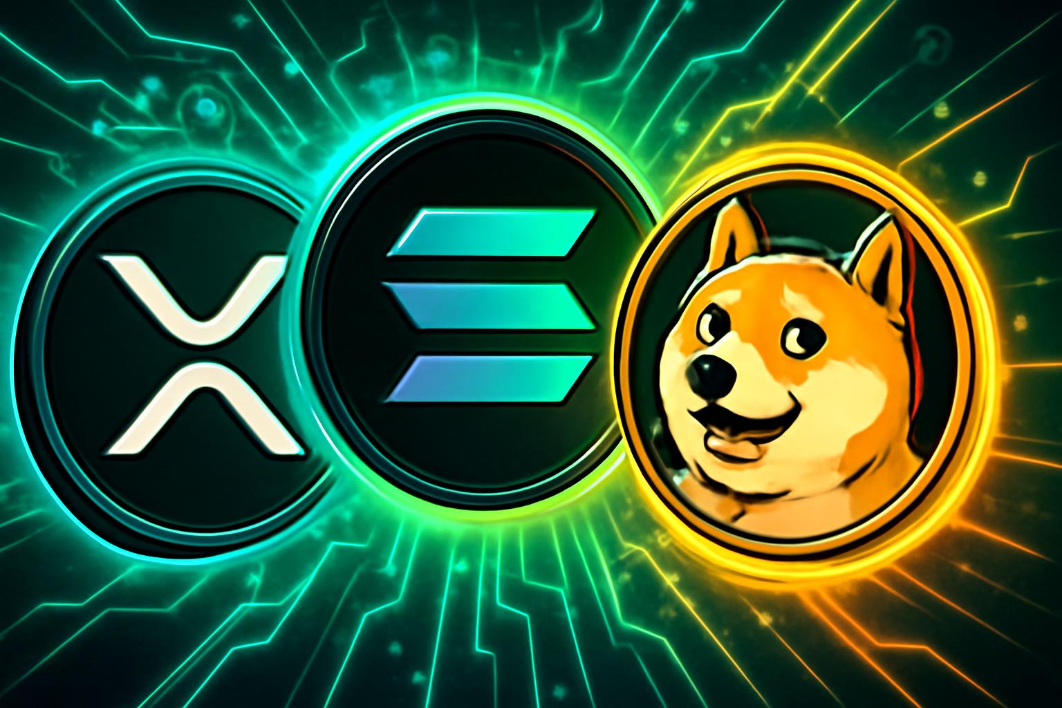 XRP、Solana 与 Dogecoin 的 2030 年价格路径：AI 预测至 25 美元、1,000 美元和 2 美元