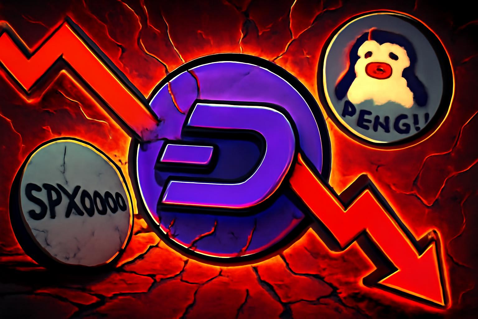 达什在200日均线附近，空头压力仍在延续；SPX6900与PENGU面临下行风险