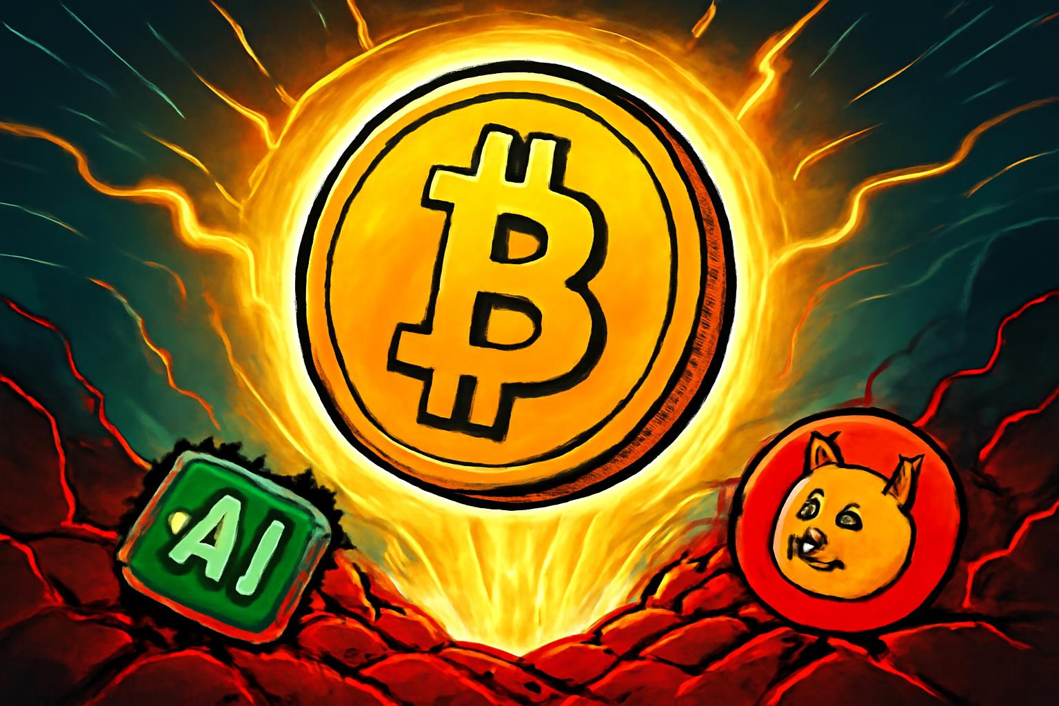 比特币在急剧下跌后回升至$86k，AI驱动与梗币走弱