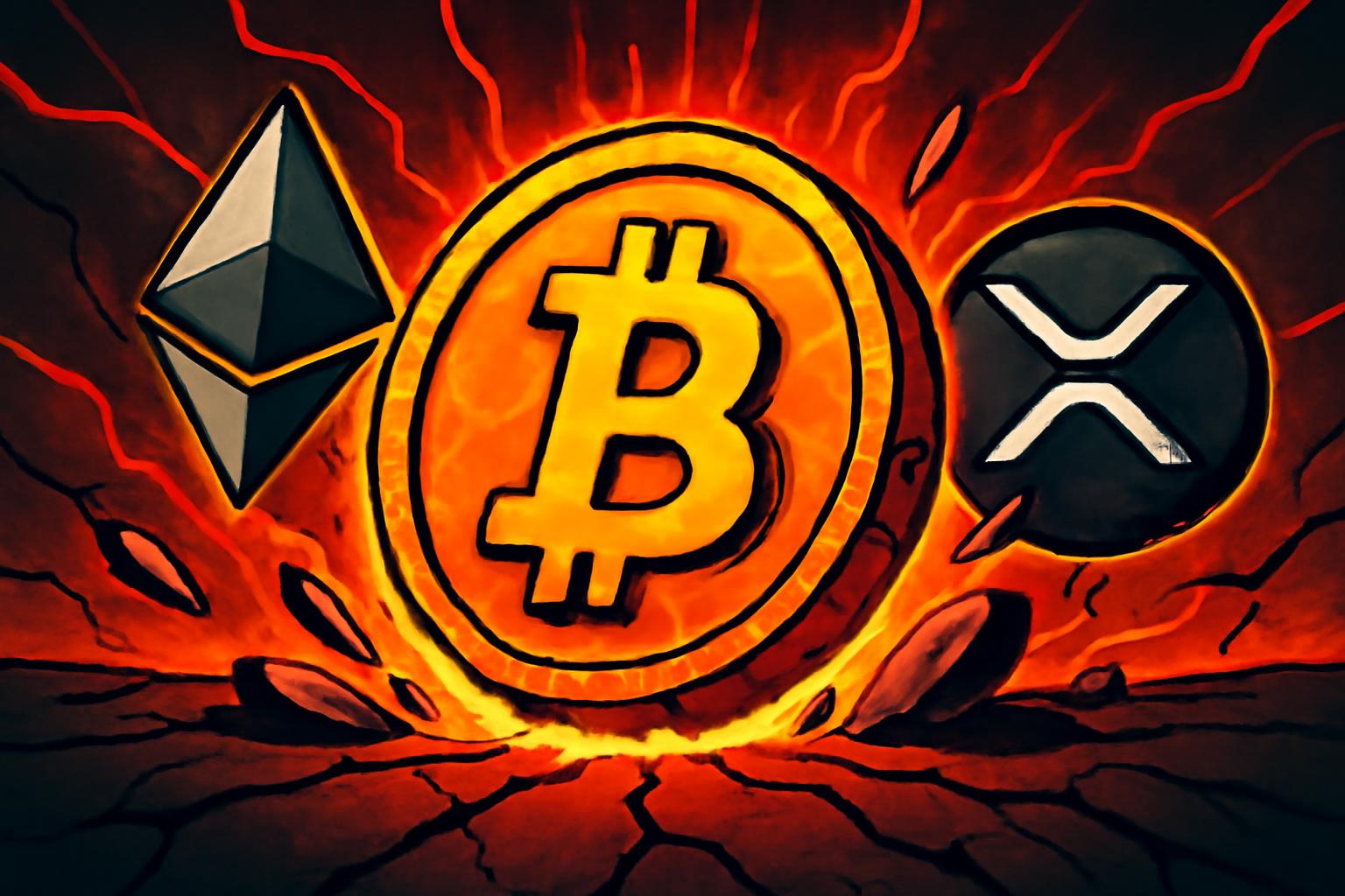 比特币、以太坊和 XRP 在年末谨慎情绪升温中延续下跌