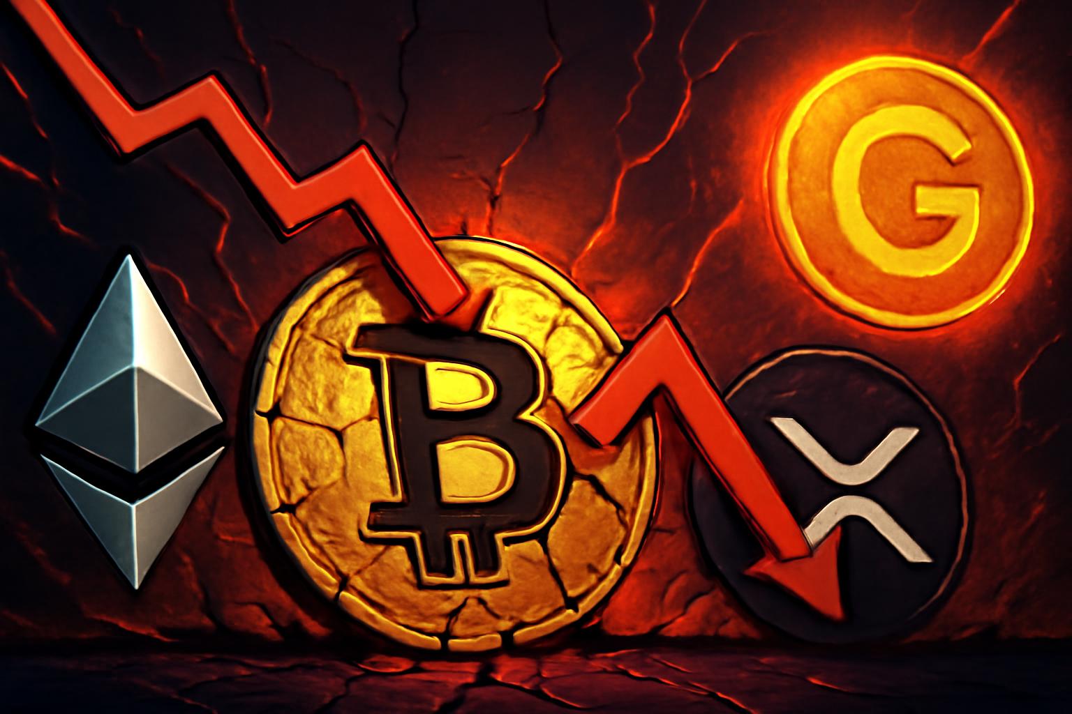 比特币, 以太坊, XRP 进一步下跌，为什么加密货币没有跟随黄金的避险情绪上升？