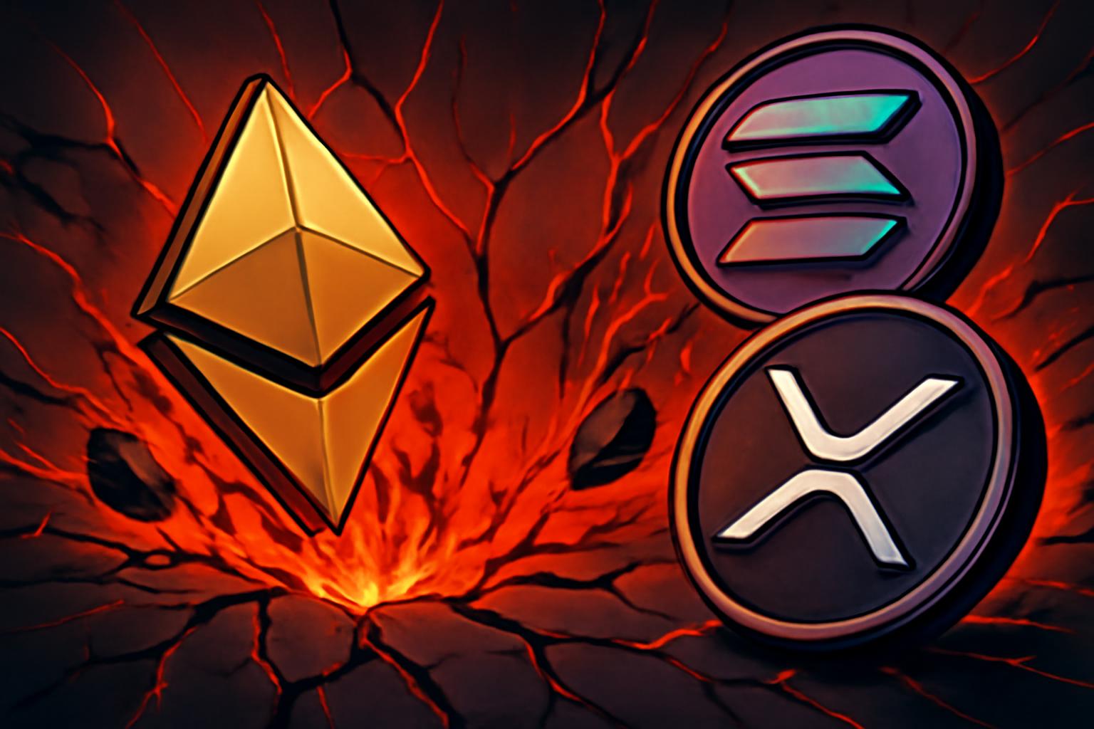 以太坊、Solana 和 XRP 在山寨币抛售中实现两位数跌幅