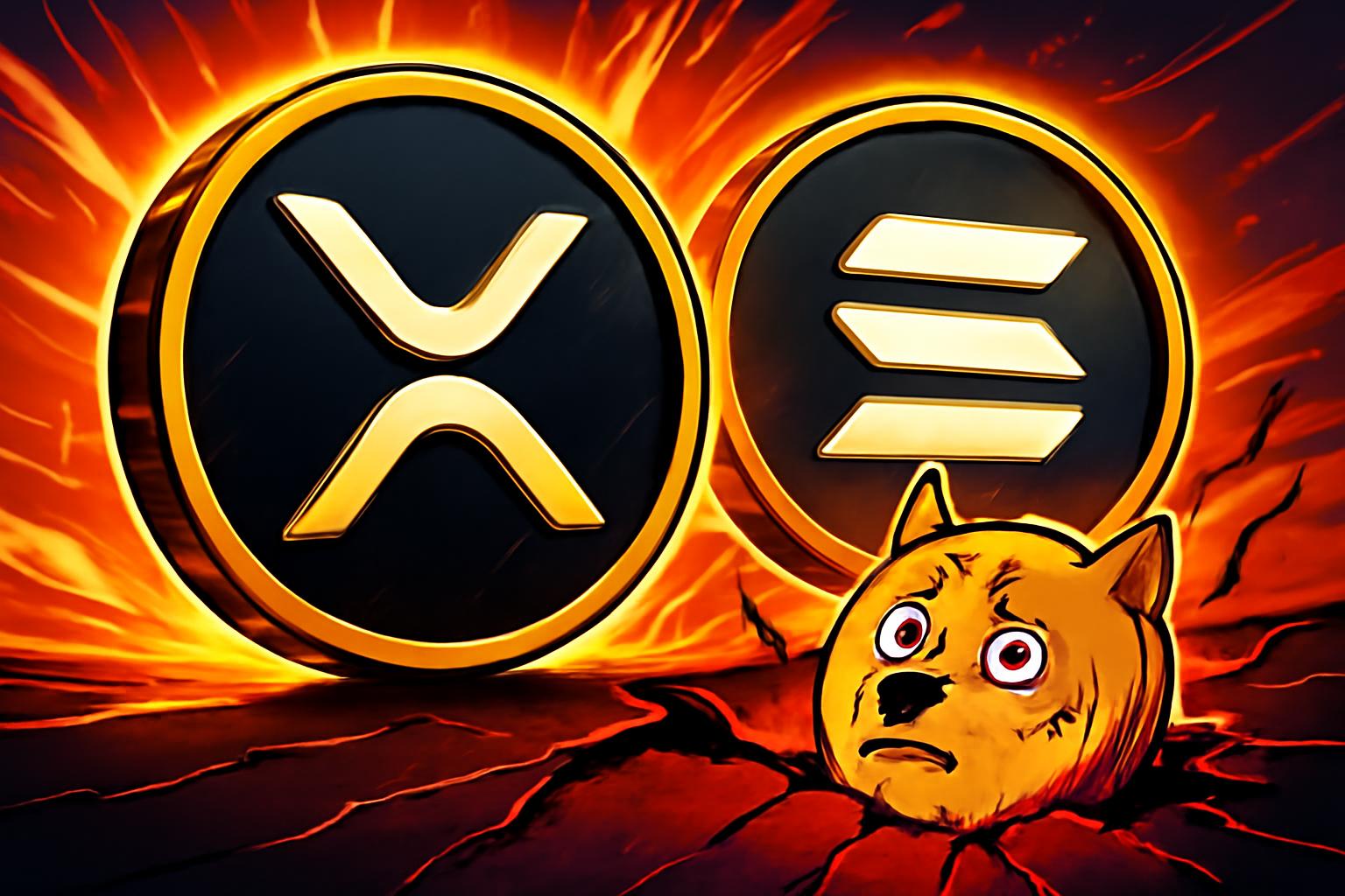 XRP 与 SOL 的上涨势头因 ETF 流入推动；DOGE 面临抛售风险