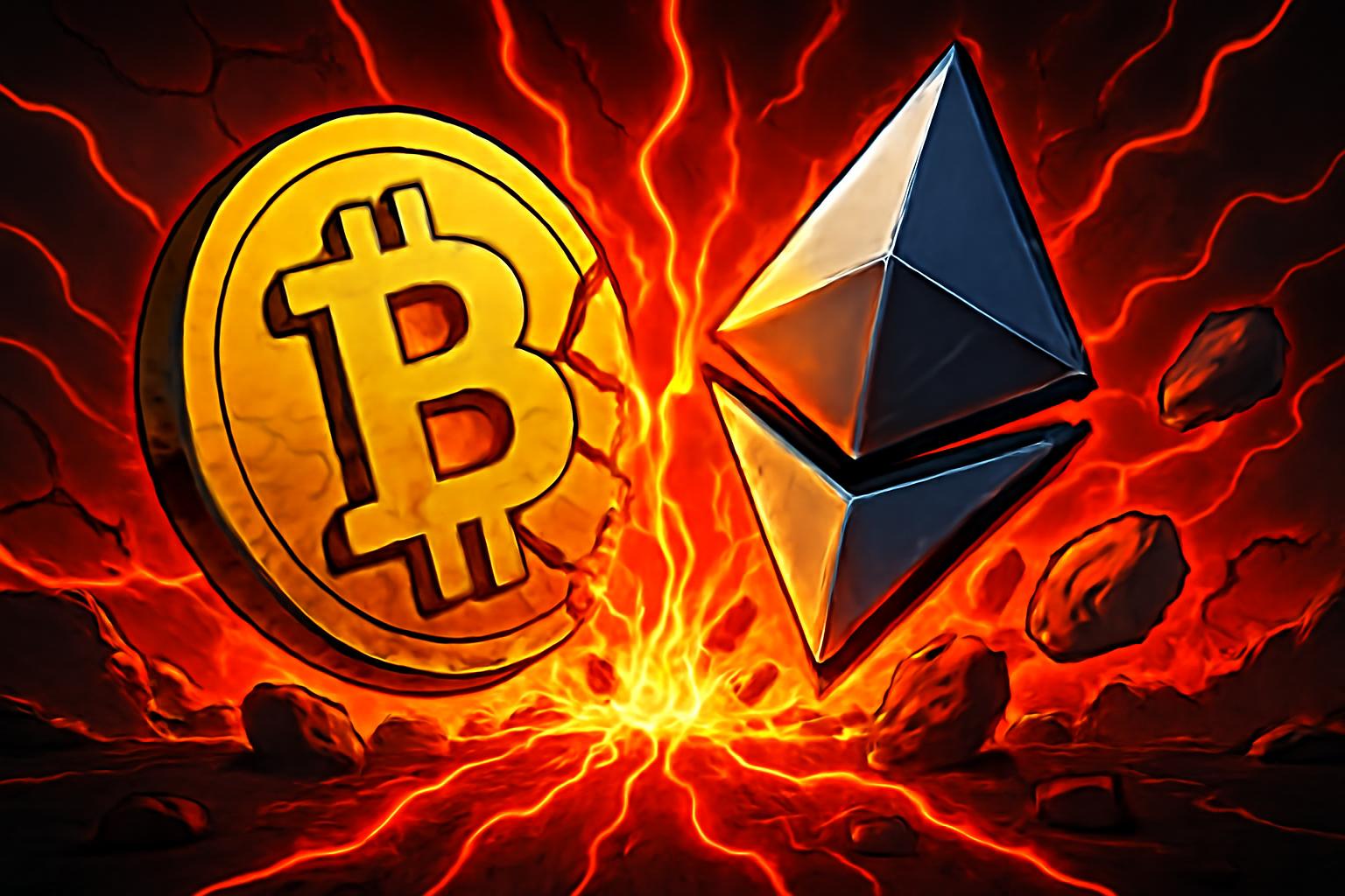 加密货币清算引发 BTC 与 ETH 做空，推动 $112 百万美元级别的爆发