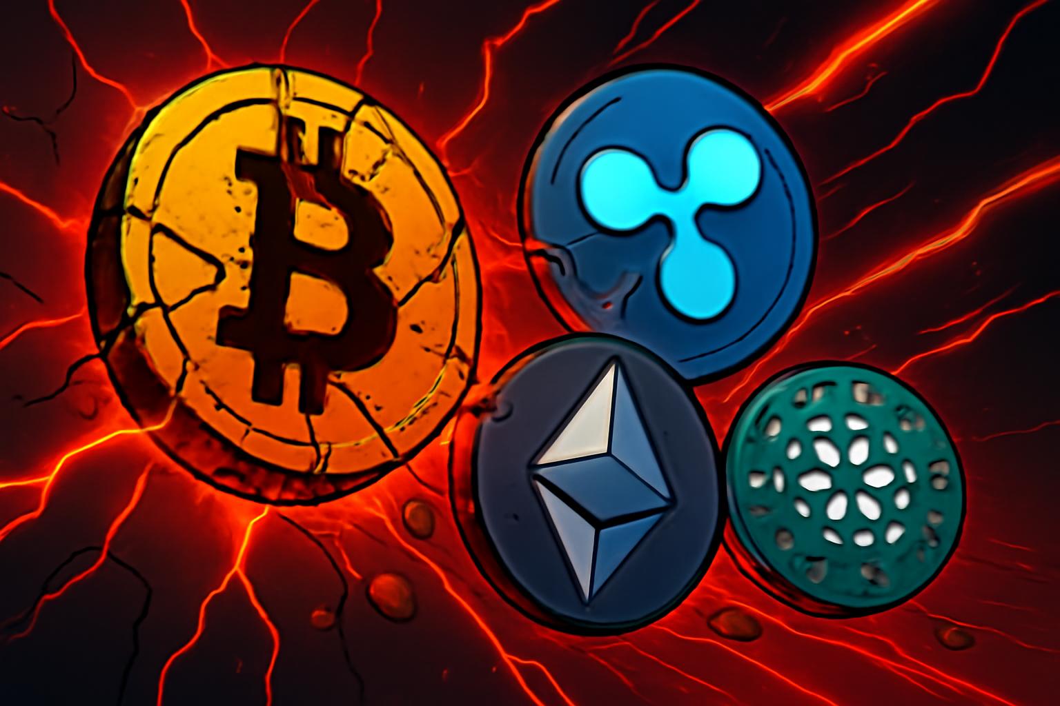 比特币清算 $500 Million，当 BTC、XRP、ETH、ADA 暴跌