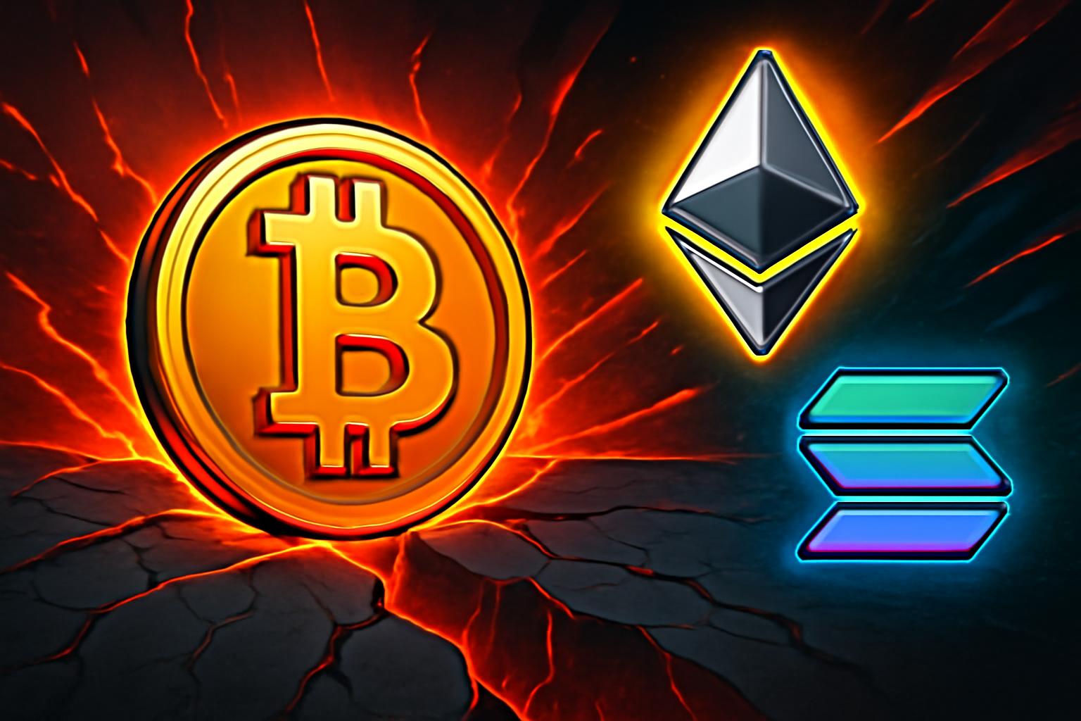 比特币在本季度末下跌约22%，以太坊与索拉纳上涨