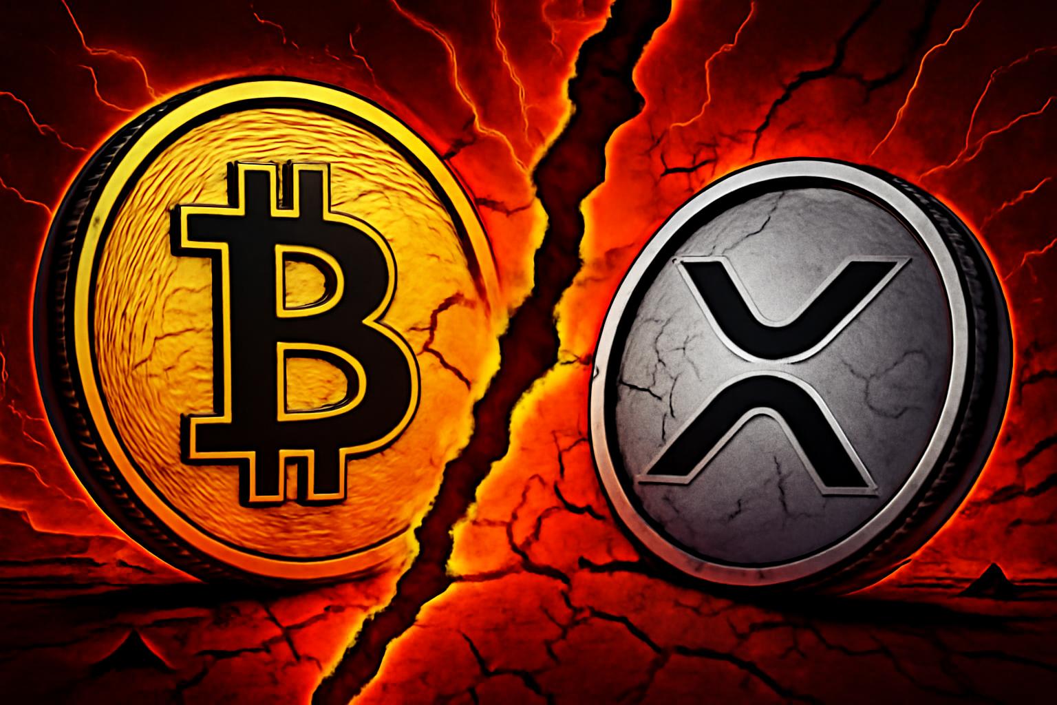 比特币价格达到历史新高，随后在 XRP 下跌时滑落超过 30%