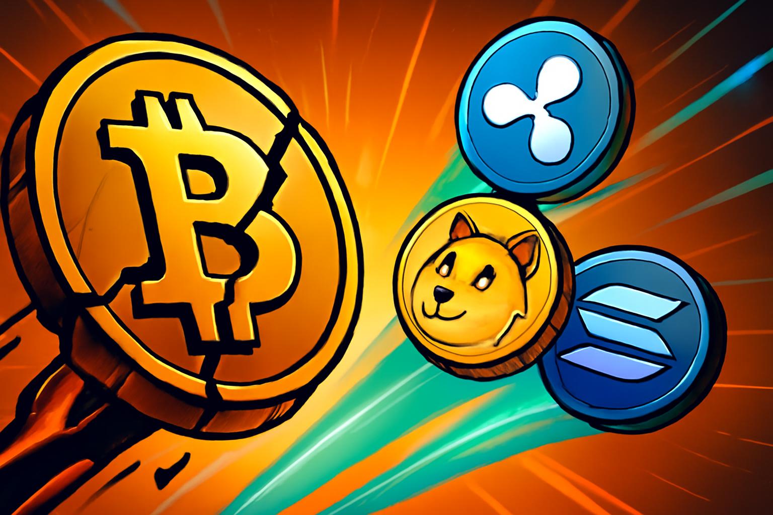 比特币支配地位下滑，山寨币反弹：XRP, DOGE, 索拉纳 有望上涨