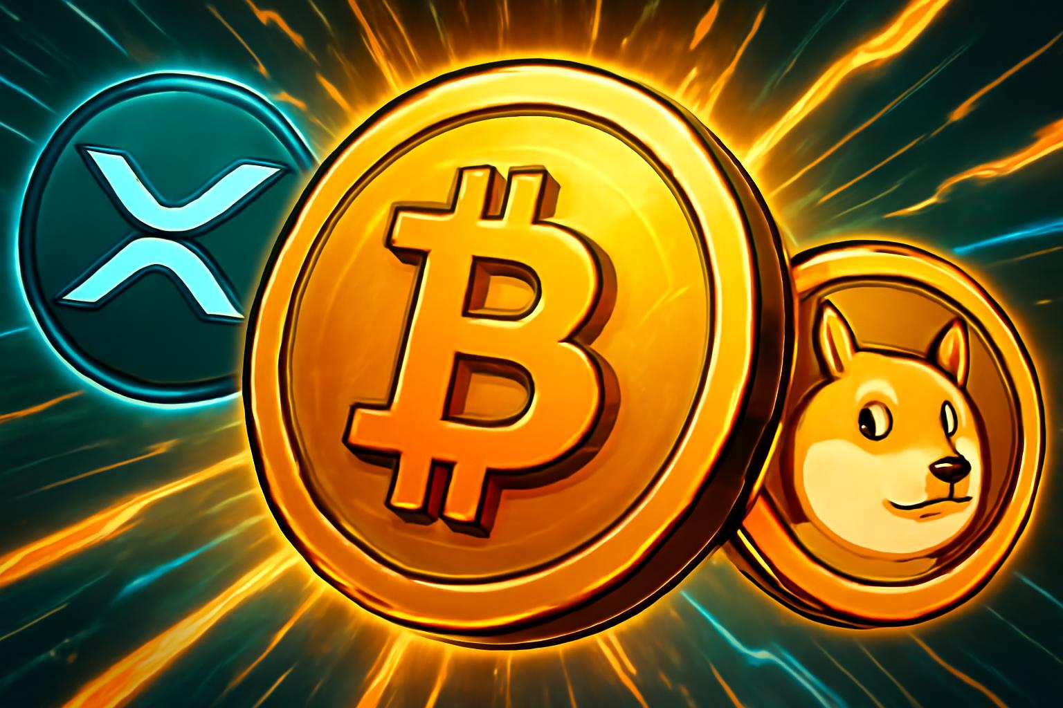 比特币在谨慎市场中徘徊在 $90,000 附近,XRP 与 DOGE 上涨