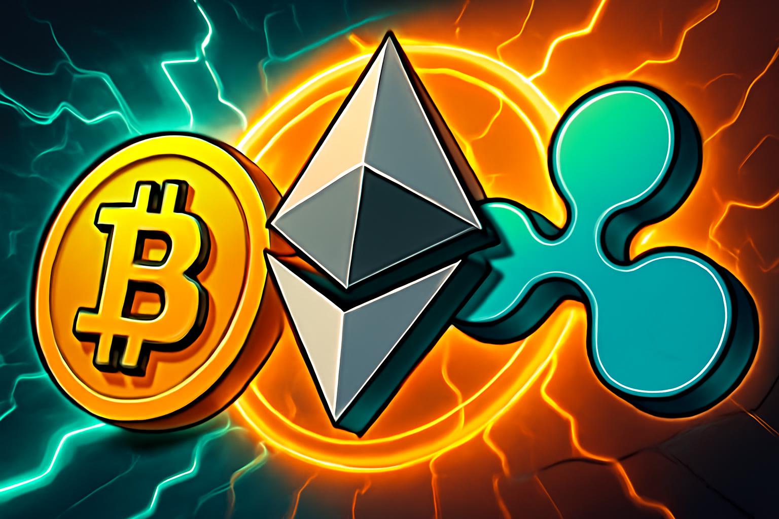 比特币、以太坊和瑞波币在关键水平附近的反弹暂停