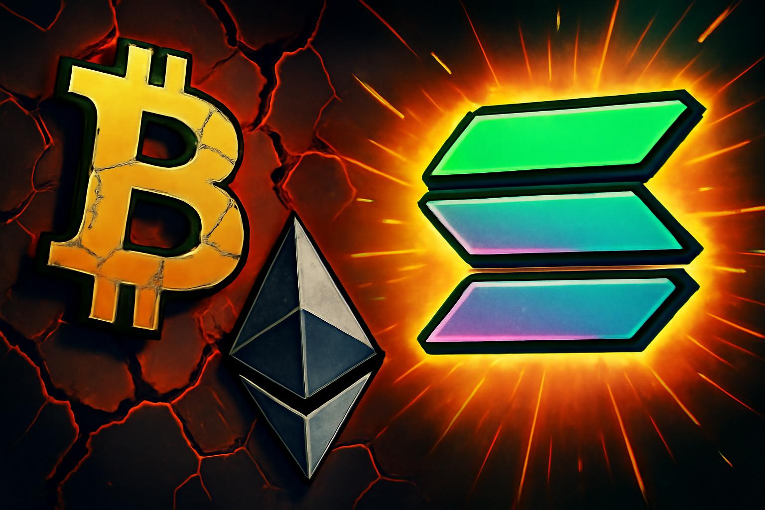 加密货币 ETF 资金流动显示投资者情绪分化：比特币和以太坊净流出，SOL净流入