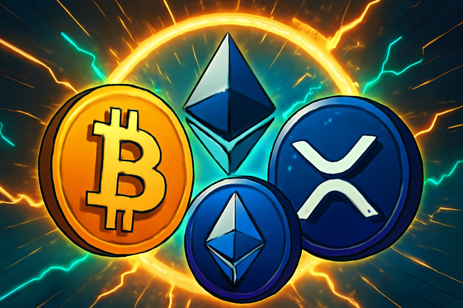 比特币、以太坊和 XRP 在关键支撑位守稳后延续反弹