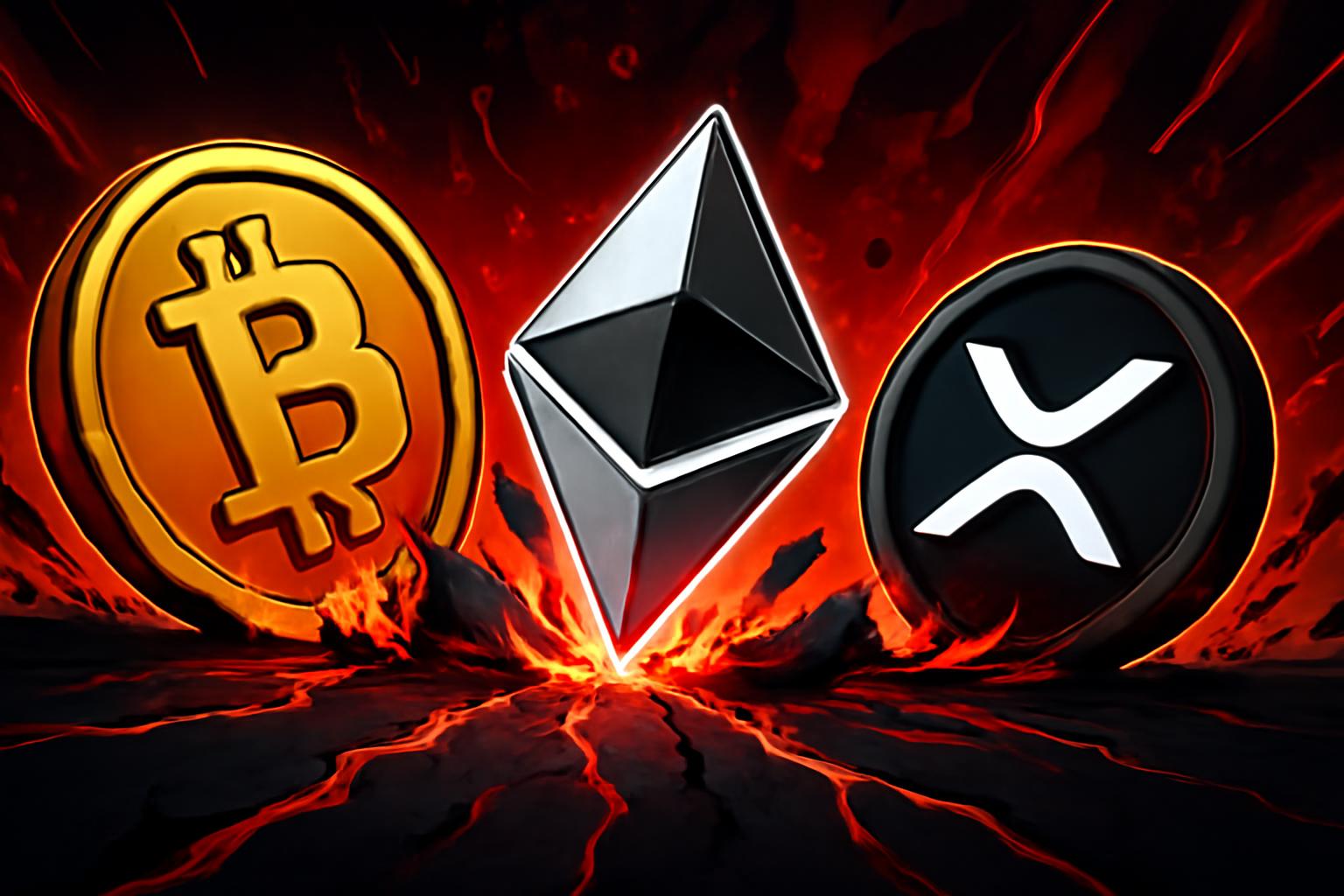 加密市场下滑：比特币 5.5%，以太坊 6.7%，XRP 6.1% 下跌