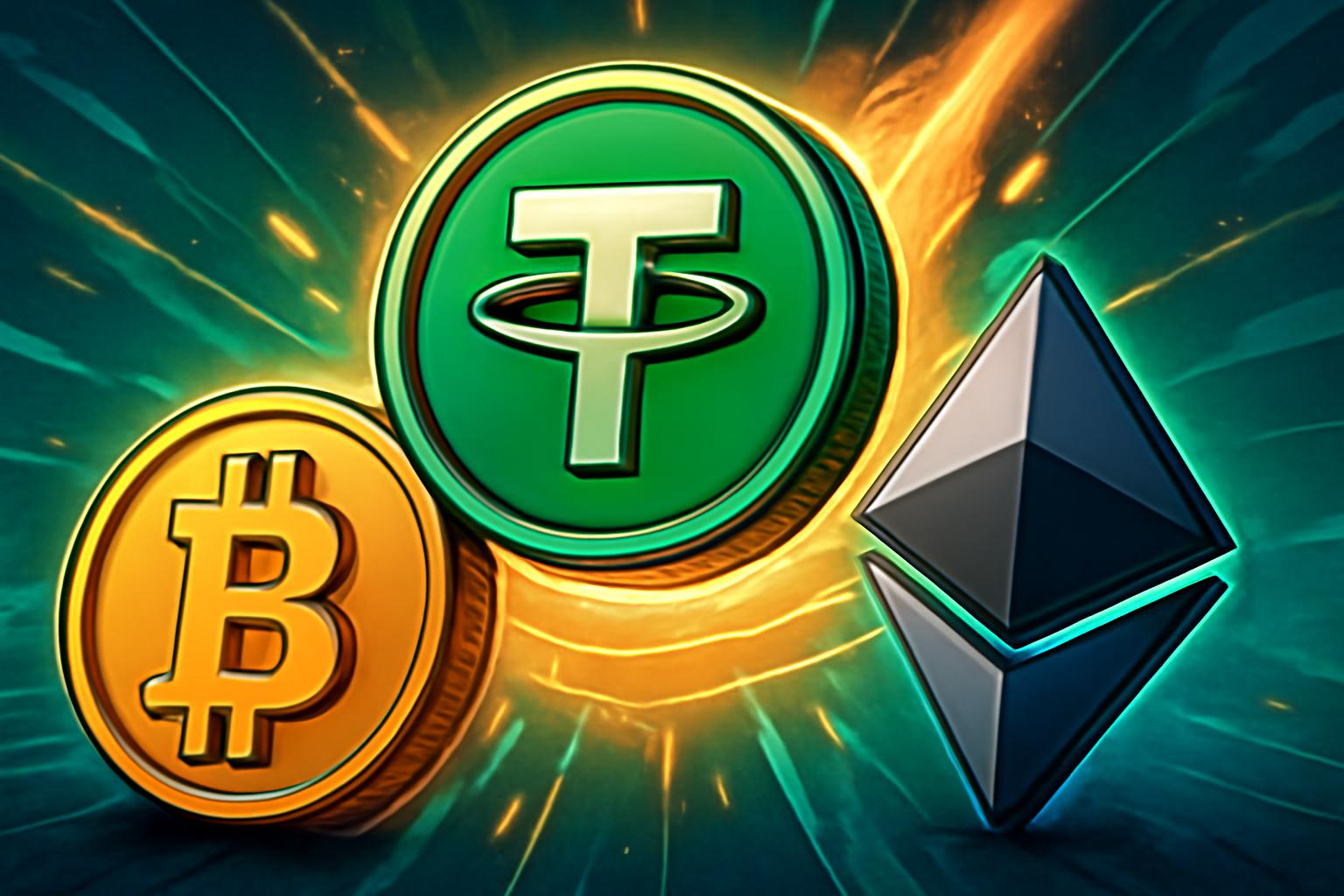 USDT 可能在稳定币扩张中超越比特币和以太坊