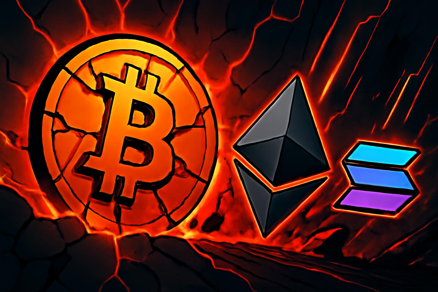 比特币引发新一轮加密货币抛售; 对以太坊和索拉纳的影响