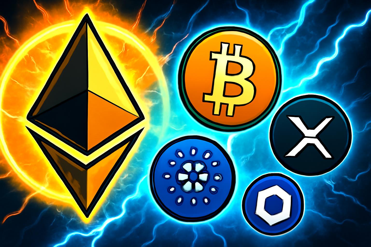 Santiment 30天 MVRV 信号对 ETH 与 ADA 呈混合态势; BTC、XRP、LINK 中性