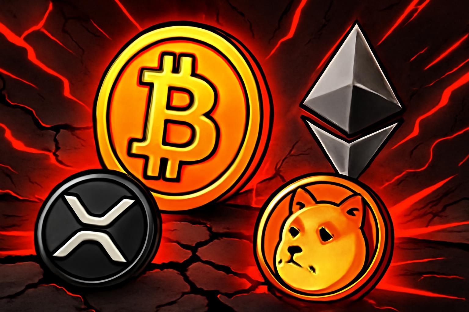 为什么加密货币正在下跌：XRP 价格、比特币、以太坊和狗狗币触及 2026 年低点