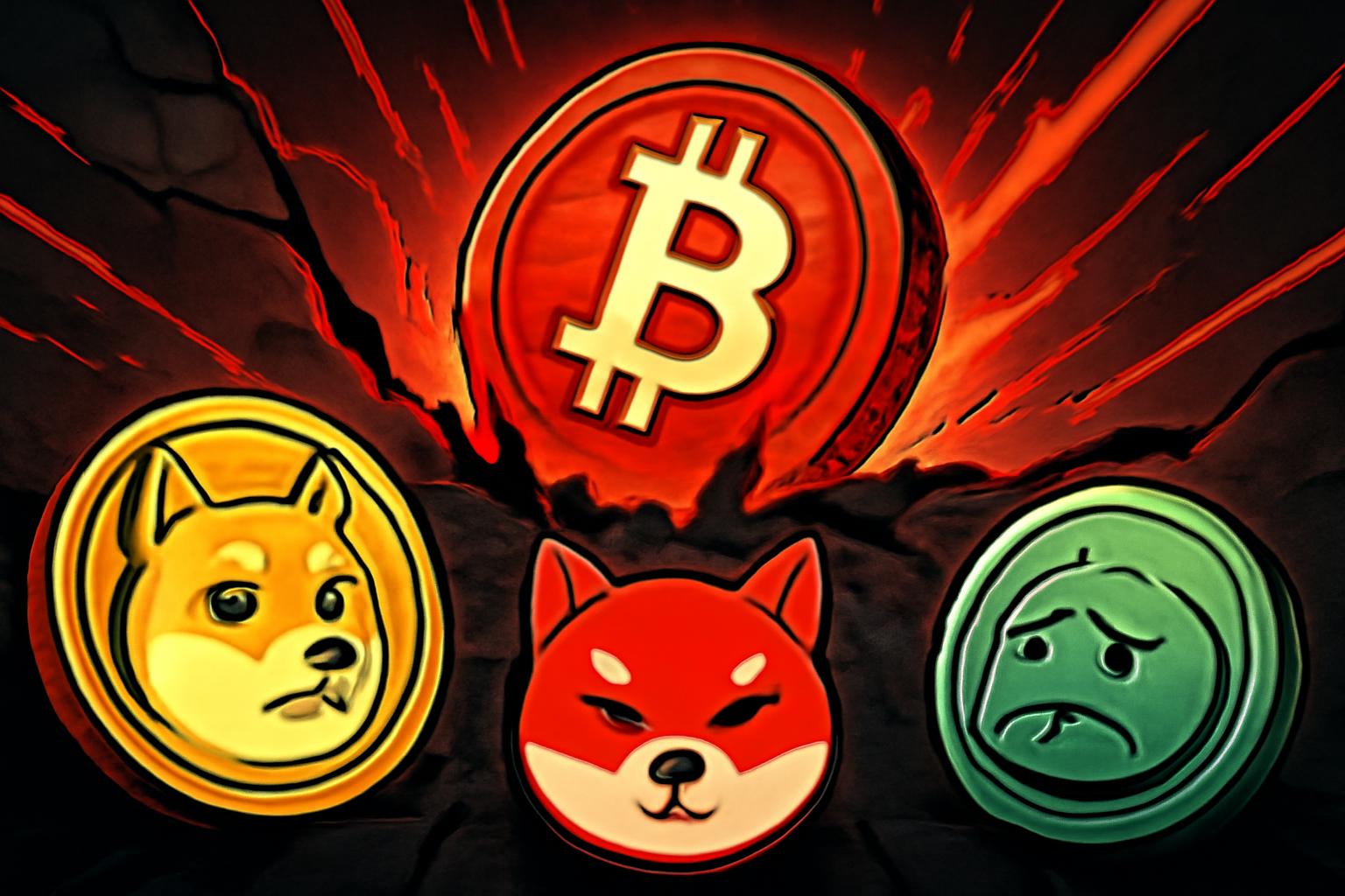 梗币 DOGE SHIB PEPE 随着 比特币 下探至 $70,000 以下 时 下滑