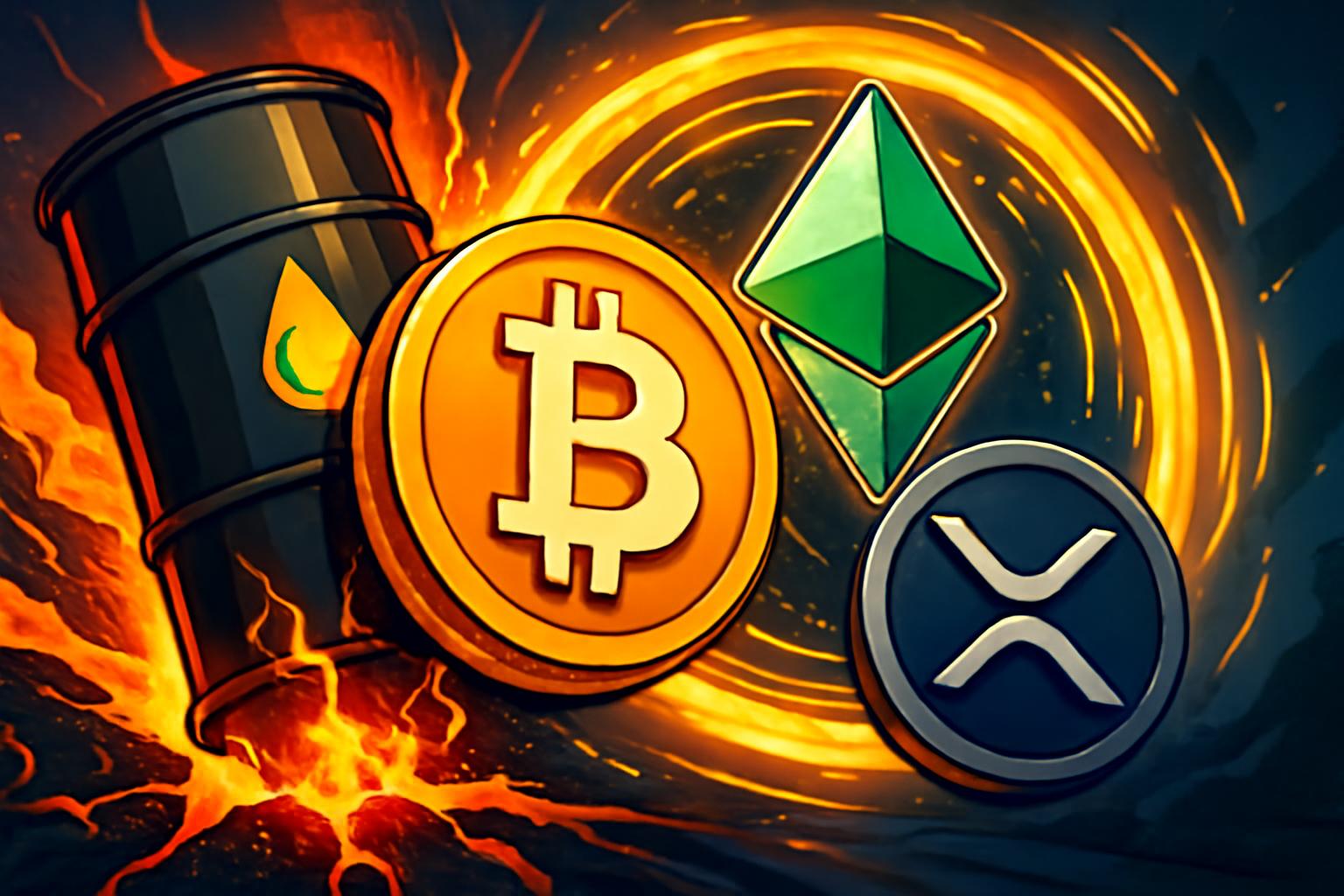 比特币、以太坊和 XRP 在油价冲击与地缘政治紧张局势中保持稳健