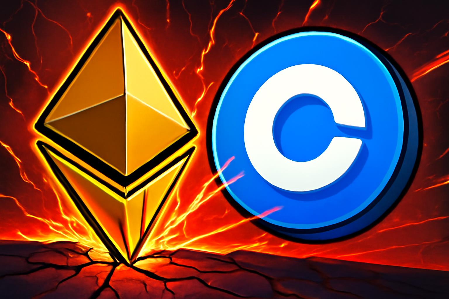 以太坊投资者将15,002 ETH转入Coinbase，ETH接近关键三角支撑位