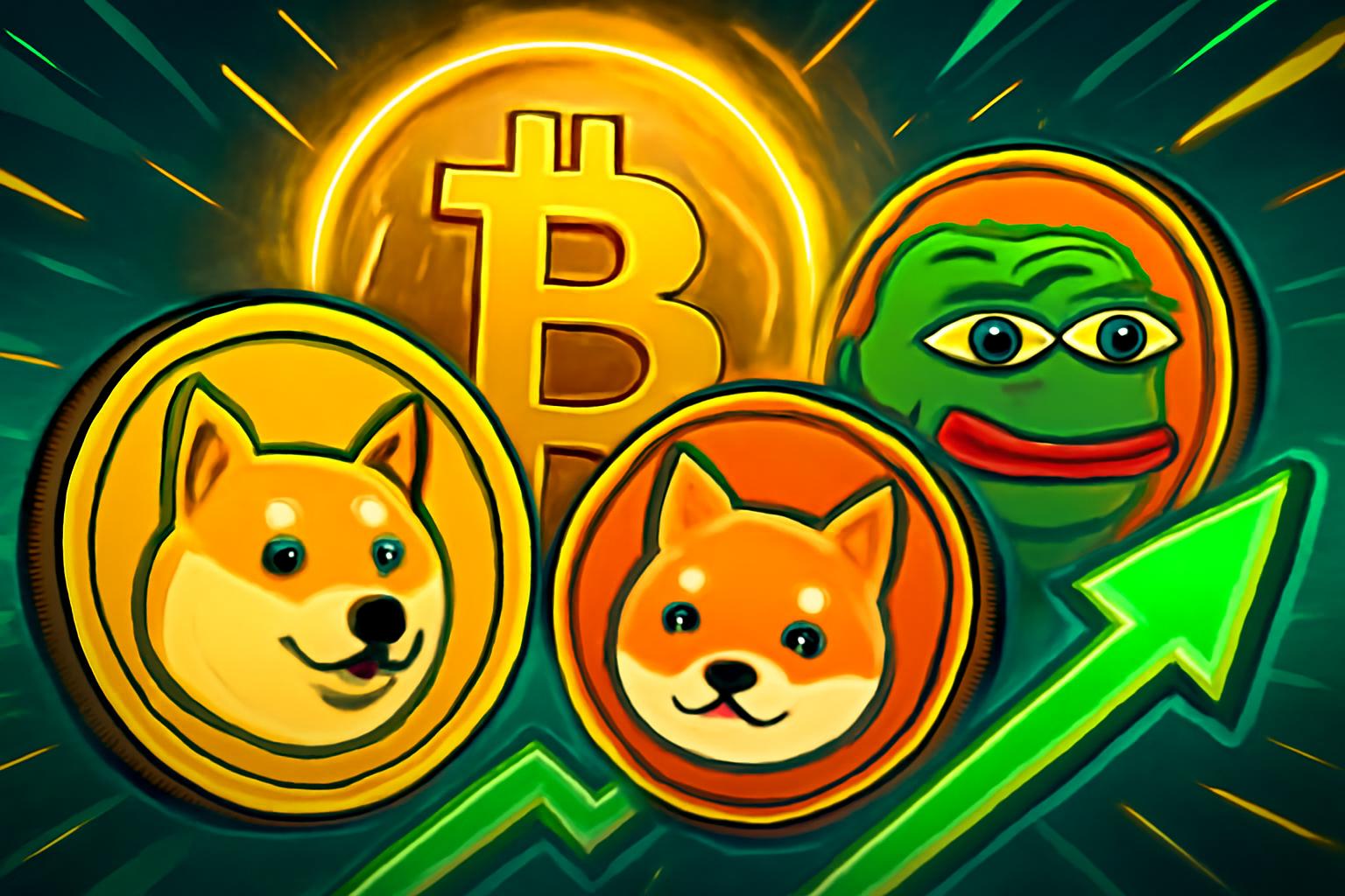 加密货币市场在梗币领涨中上涨：狗狗币、柴犬币、佩佩币反弹