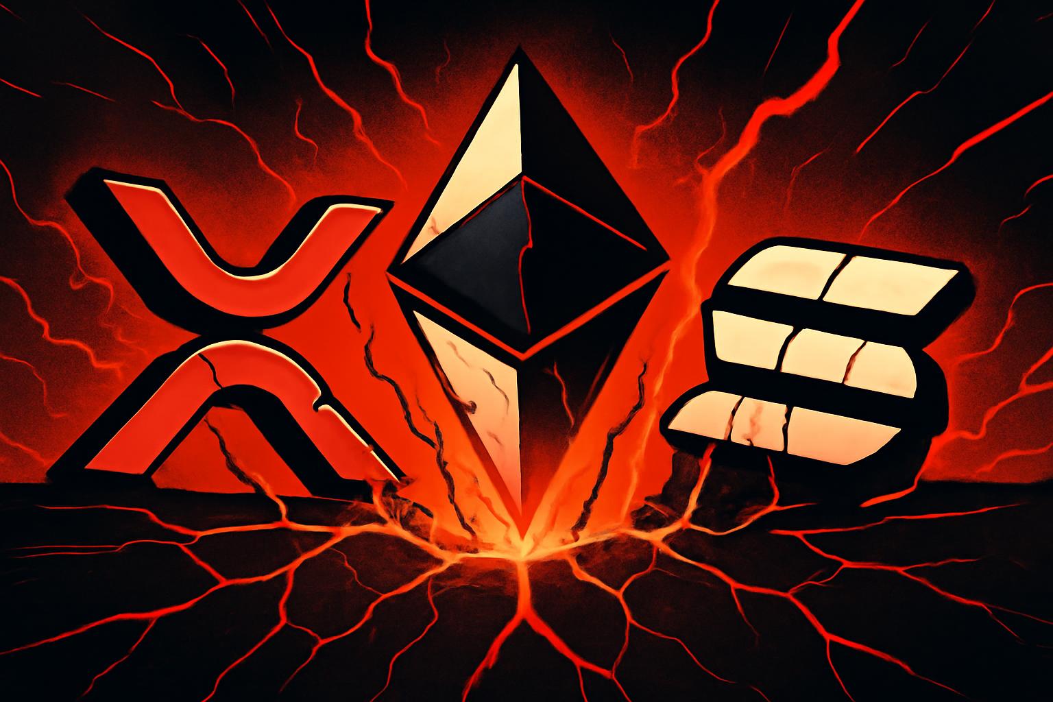 XRP、以太坊与 Solana 的 2026 年第一季度跌势