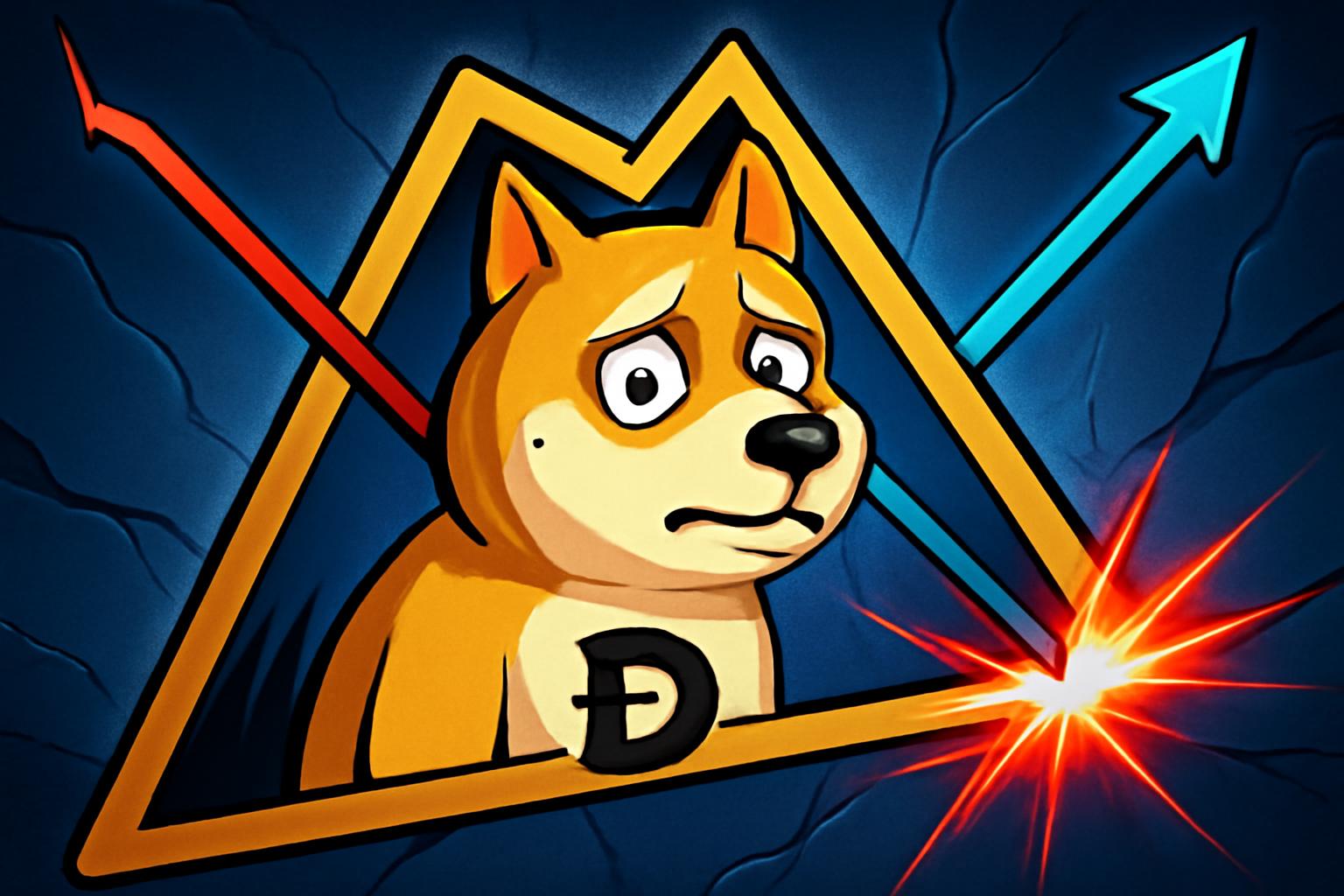 狗狗币突破观察,三角形收敛,接近 0.10 美元